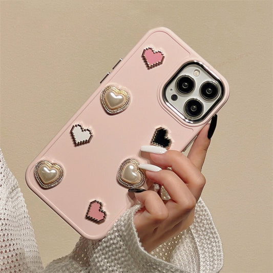 3D Heart Pearl Butterfly Phone Case for iPhone 7 8 Plus 11 12 13 14 Pro Max 11Pro X XR XS MAX SE 2020 2022 Case Matte Liquid Silicone Bling Cute Protector Shockproof Back Cover