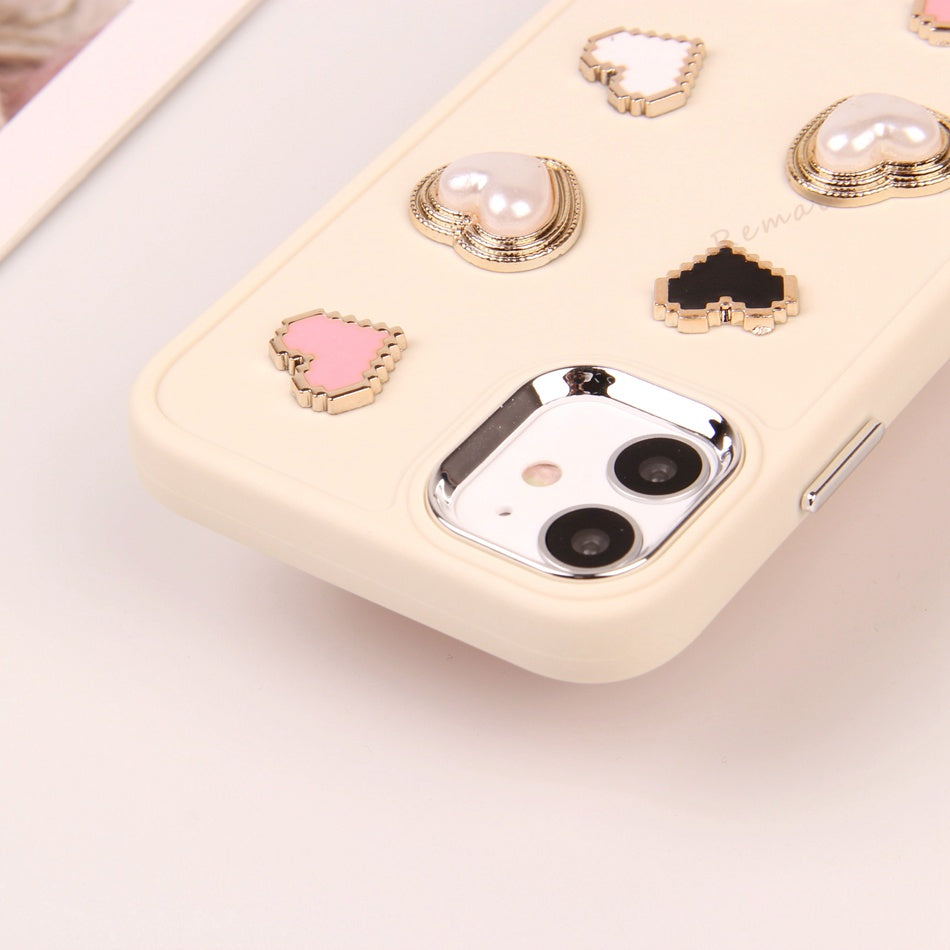 Cute 3D Bling Casing for iPhone 11 12 13 14 15 Pro Max 7 8 Plus 11Pro X XR XS MAX SE 2020 2022 14Pro Phone Case Liquid Heart Silicone Matte Protector Shockproof Cover